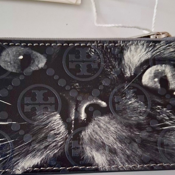 NWT TORY BURCH RARE CAT PORTRAIT T MONOGRAM ZIP CREDIT CARD CASE/WALLET - Picture 5 of 7
